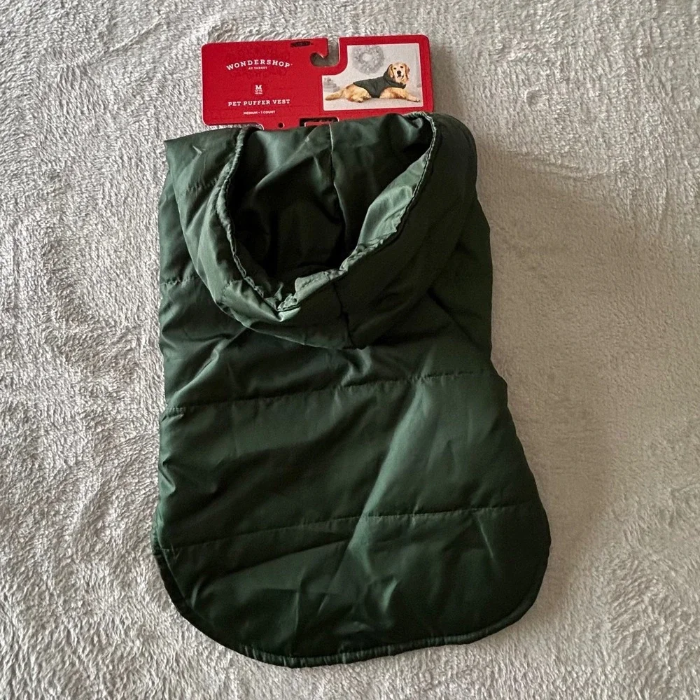 Wondershop Target Pet Puffer Vest Green Hooded Dog Jacket Medium M New Winter